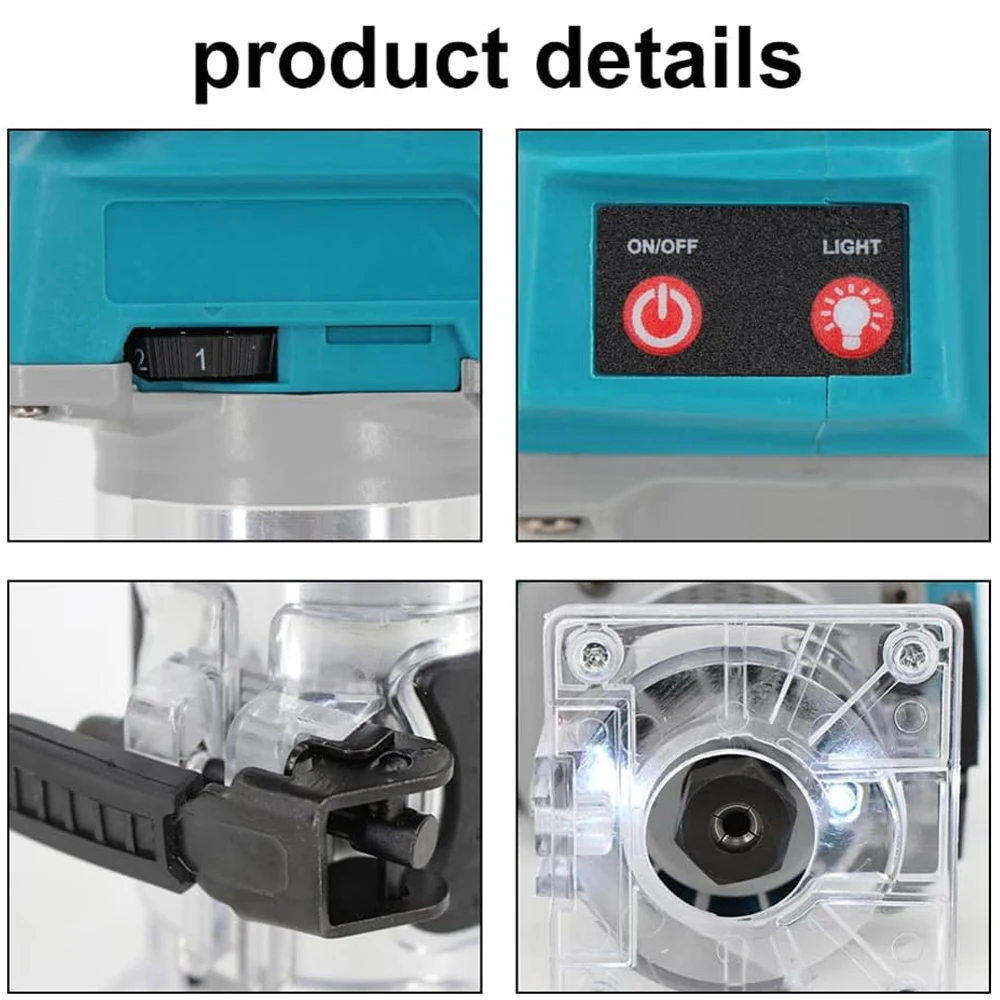 Woodworking Electric Trimmer Brushless Wood Router Wood Trimmer Machine Engraving Slotting Machine for Makita 18V Battery 3