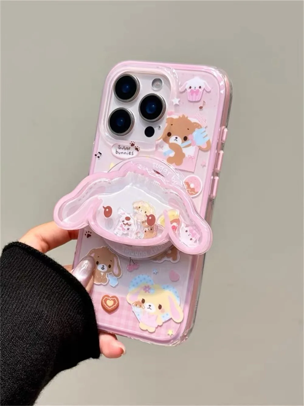 أرنب حلوى كرتوني مضحك مع حافظة هاتف بحامل مغناطيسي...