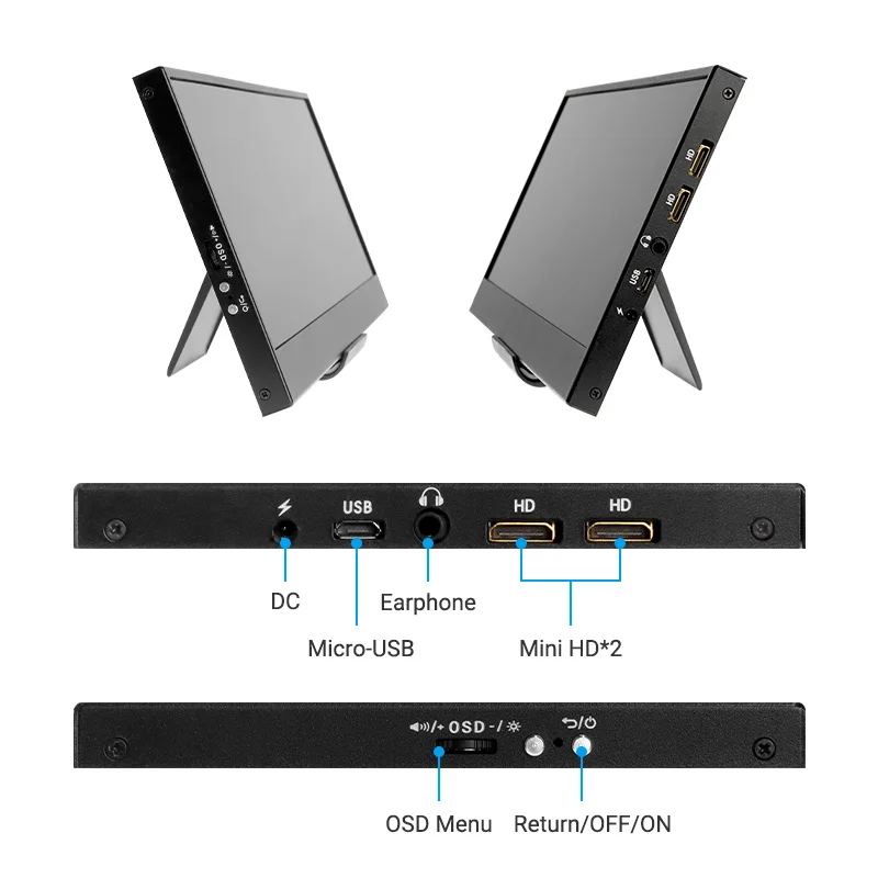 IPS 롱 스트립 스크린, 듀얼 미니 HDMI 호환 CPU 모니터링 스크린, 스탠드 OSD 메뉴, DIY 라즈베리 파이 디스플레이, 14 인치, 1920x550