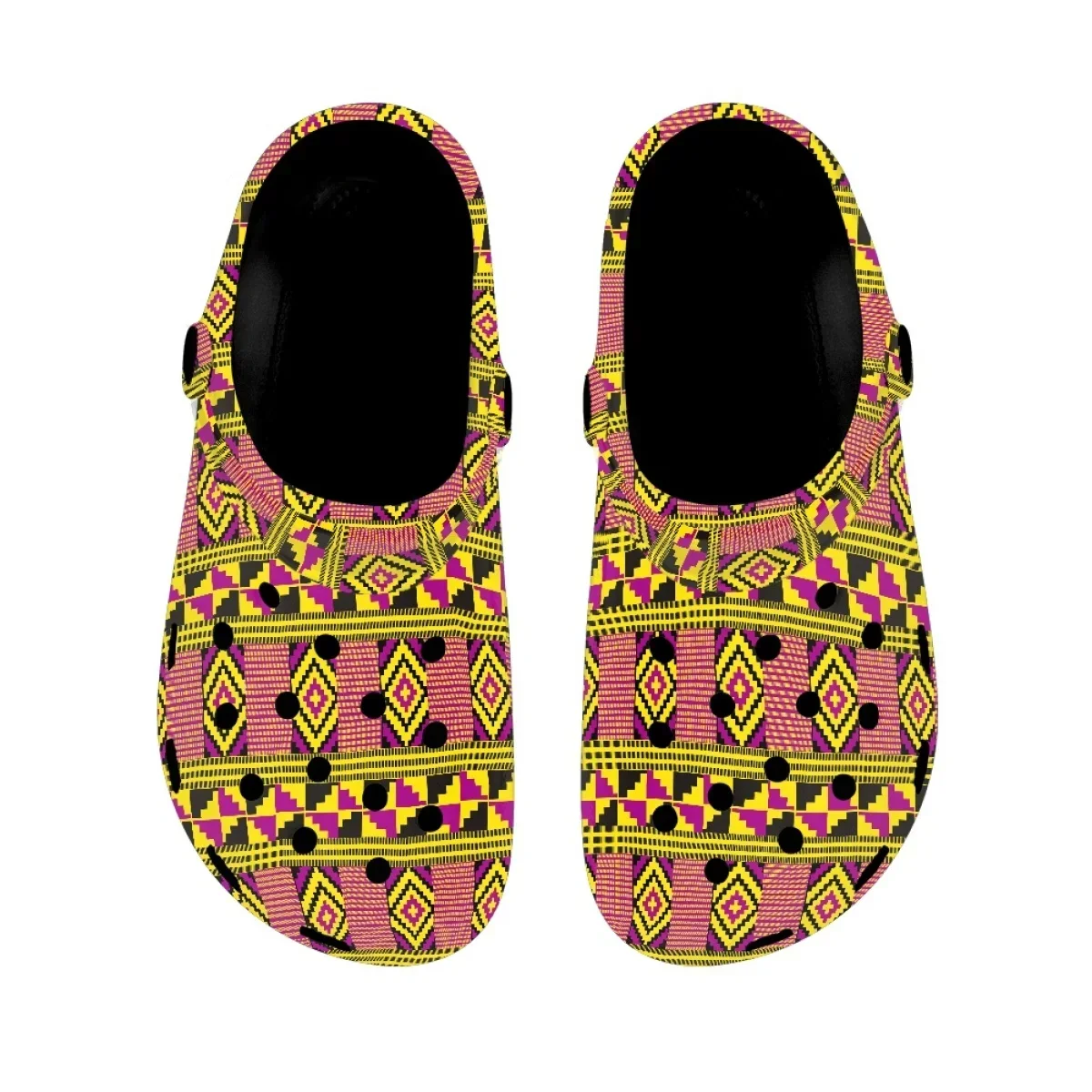 Vintage Tribal Folk Print Summer Beach Flat Sandals Non-slip Lightweight Breathable Clogs Unisex Soft Sole Garden Shoes Slides
