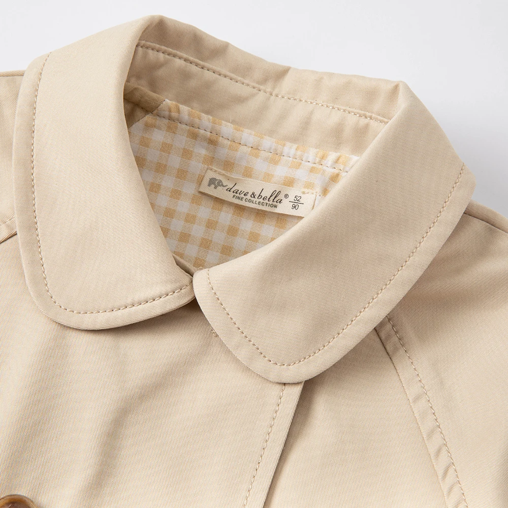 데이브 벨라 어린이 레이스 메쉬 재킷 가을 봄  소녀 카키 우아한 코트 아동복 긴 소매 외투 DB1261548