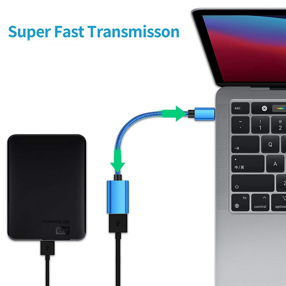 USB to Type C Adapter OTG Adapter Type C Adapter 2pcs OTG Cable TYPE-C to USB Female Adapter Cable for Samsung Macbook Huawei Xiaomi Realme POCO USB Adapter Type C
