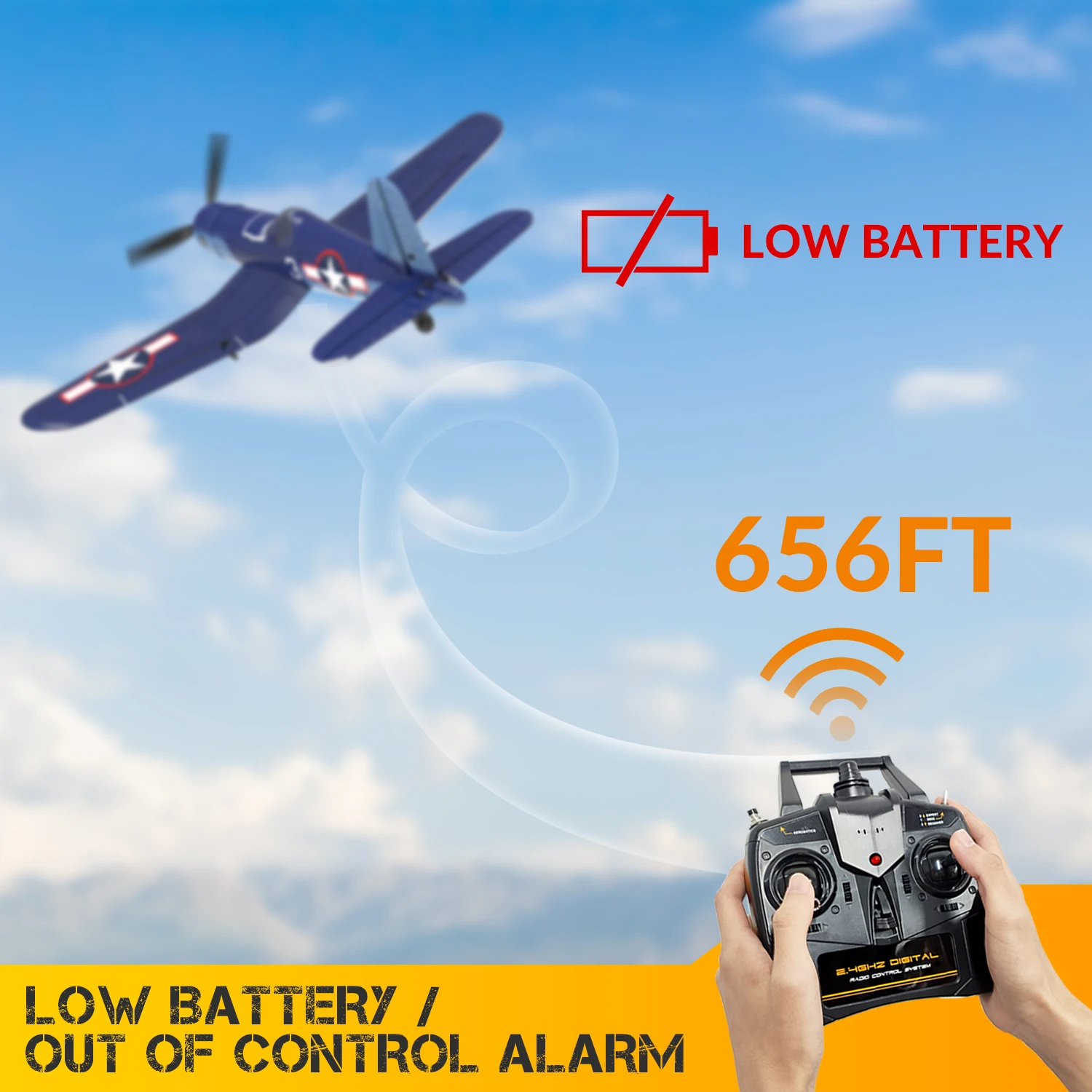 Volantex New F4U Corsair RC Plane EPP Foam 400mm Wingspan 4CH 6-Axis One Key Aerobatics XPilot Stabilization System RTF Airplane 4