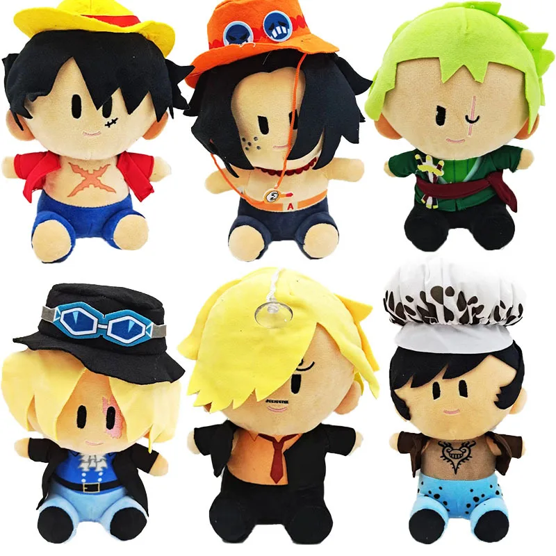 

25cm Anime One Piece Luffy Plush Toy Cartoon Figures Zoro Sabo Sanji Law Ace Stuffed PP Cotton Soft Dolls Kawaii Kids Xmas Gifts