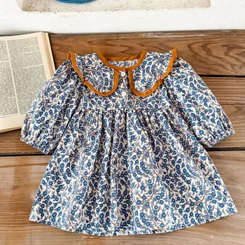 2025 New Autumn Children Clothes 1-5Yrs Girl Party Dress Children Clothes Long Sleeved Cotton Printed Kids Princess Dresses