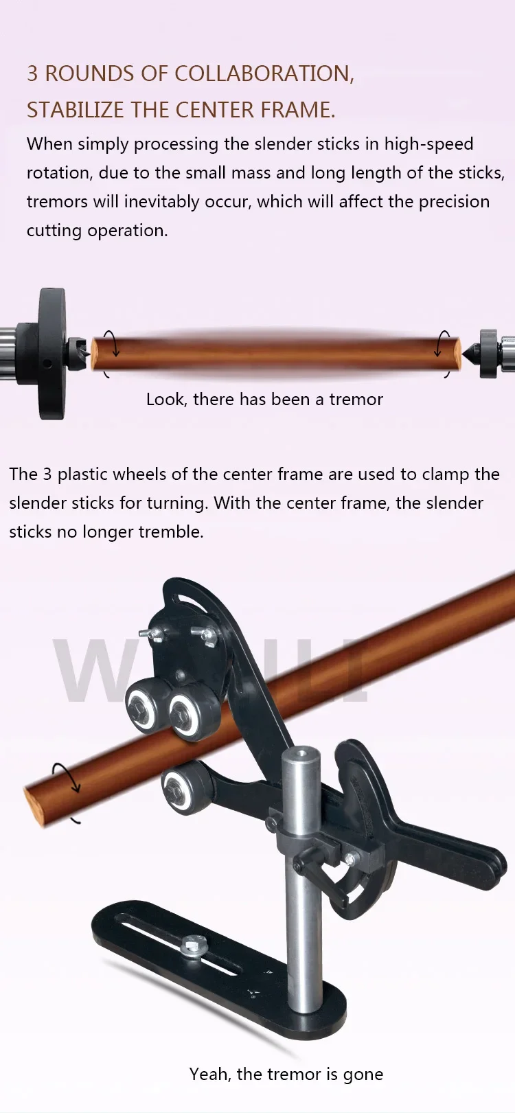 Multifunctional Lathe Center Frame Wooden Rotating Anti-Shake Bracket Support Ac