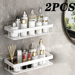 2PCS Aluminum Bathroom and Kitchen Storage Organizer - No-Drill Shampoo and Shower Shelf (StyleA-White-2PCS)