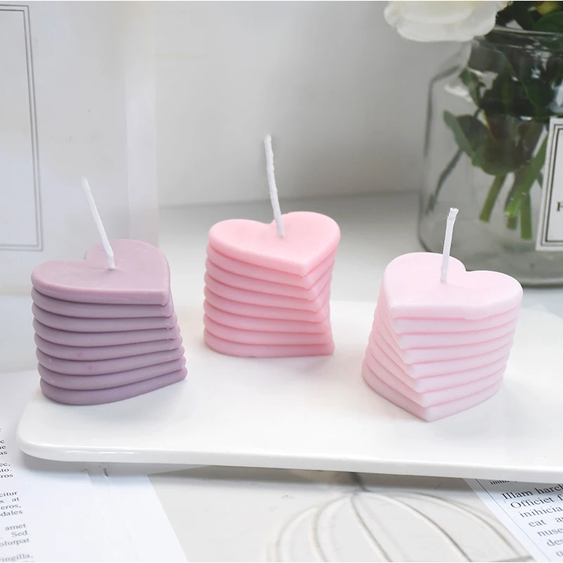 3D Heart-shaped Love Candle Silicone Mold DIY Handmade Soap Candle Gypsum  Decora