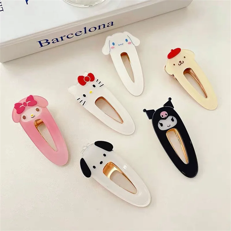 

Kawaii Sanrio Anime Kuromi Melody Cinnamoroll Girl Waterdrop Shape Hairpins Pin Slid Clip Kit Fashion Hair Accessories Baby Gift