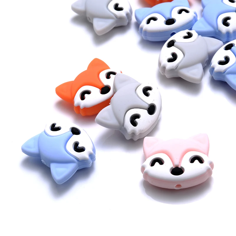 

10Pcs/Lot 24x20mm Cute Animal Silicone Beads Baby Food Grade Silicone Teething Toy for DIY Pacifier Chain Accessories BPA-Free