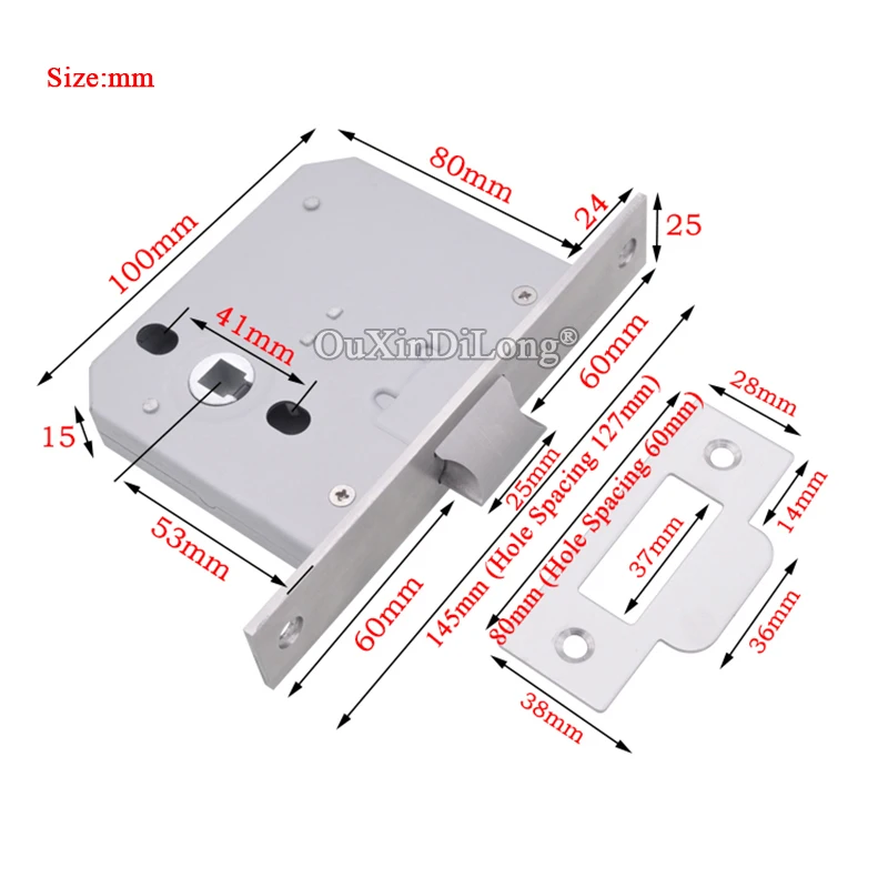Description Picture 4 of itemBrand New 55BK European Bathroom Rest Room WC Indicates Door Lock body Single Tongue Partition Lock body Door Lock Repair Parts
