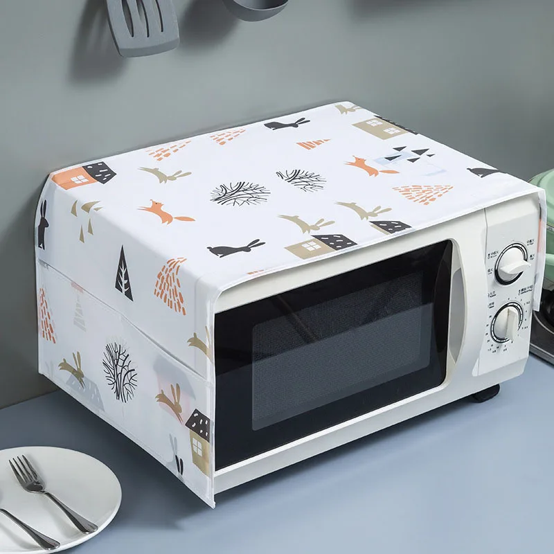 Cartoon Design Reusable Microwave Dust Cover with Pocket for Kitchen and Home Protection