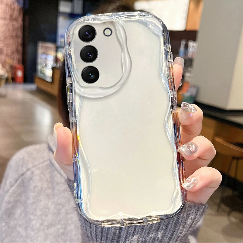 Clear Soft Wave Phone Case for Samsung Galaxy S24 S23 S22 S21 Ultra Plus S20 FE A73 A72 A71 A54 A53 A52 A51 A50 A50S 4G 5G Cover