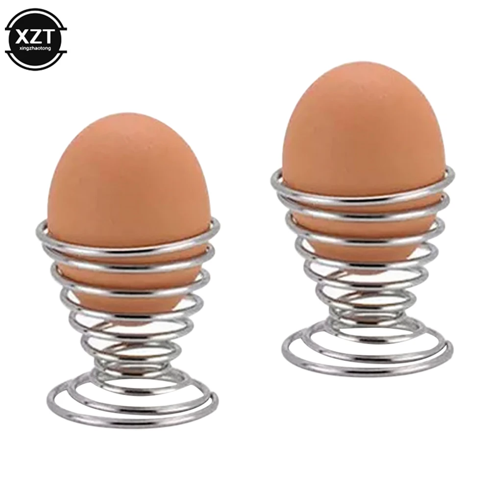 2pcs Stainless Steel Boiled Egg Cups Stand Rack Eggs Spring Holder Kitchen Cooking Tool Holder Cooking Tool Kitchen Gadgets for Egg Cup Holder
