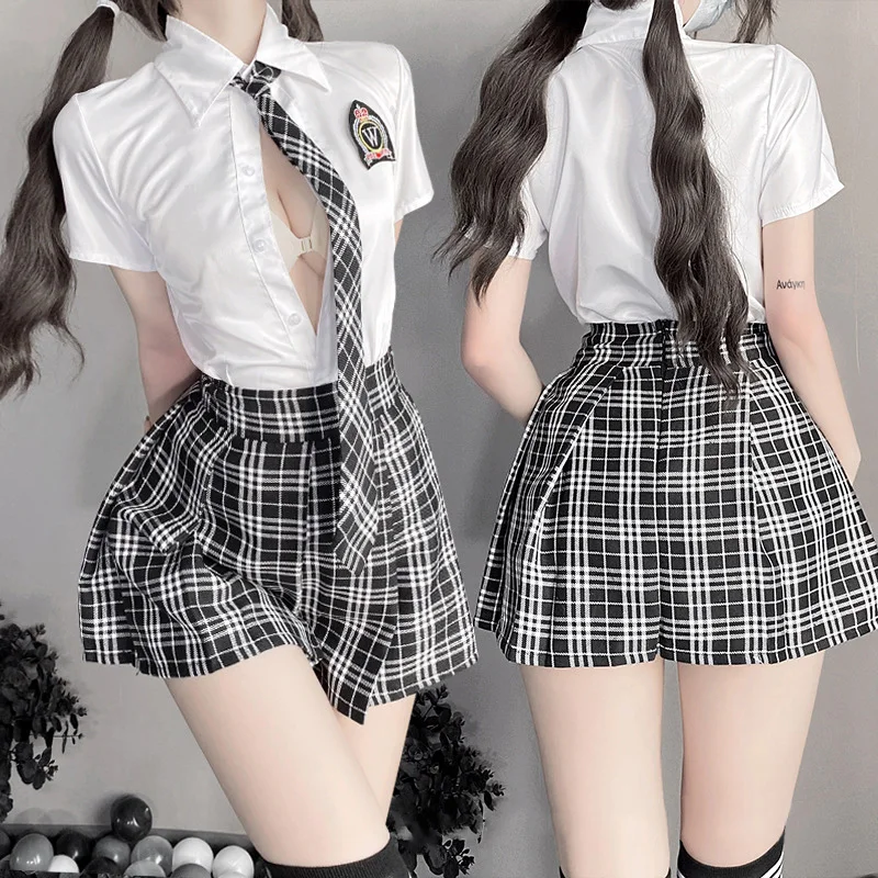 Sexy School Girl Cosplay Uniform Lingerie for Women Naughty Student Role Play Adult Sex Clothes Night Club Outfit Erotic Costume
