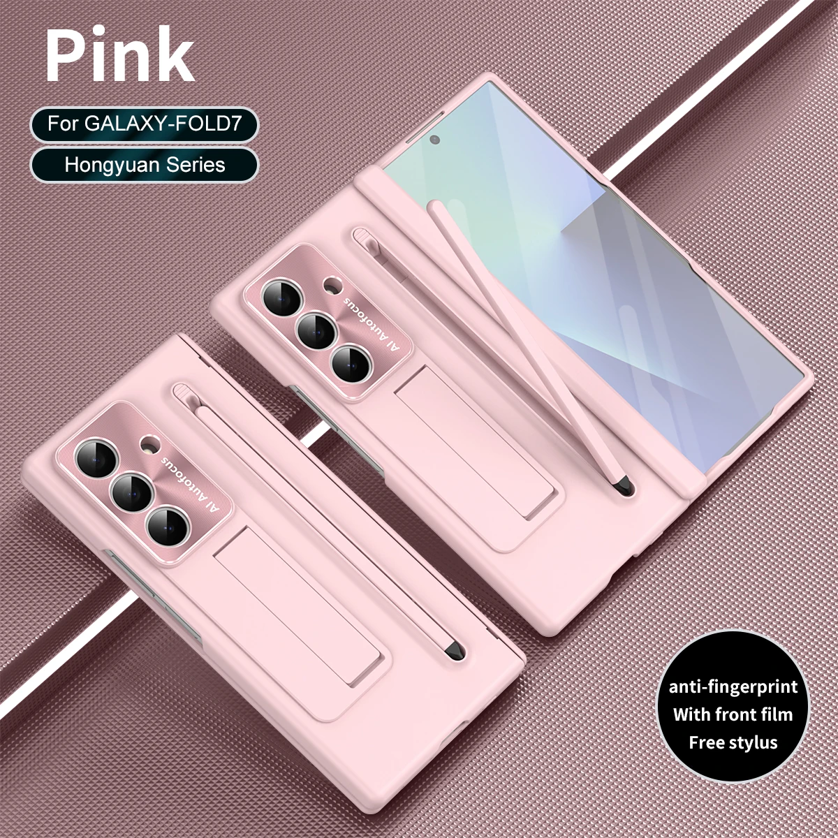 Elegant Fashion Bracket Phone Case with Front Protection Film and S Pen Holder