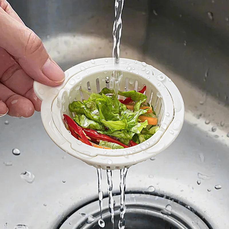 Easy Open Sink Filter Kitchen Bathroom Drain Basket Garbage Strainers Drainer Hair Catcher Prevents Blocking Sewer Drain Cover