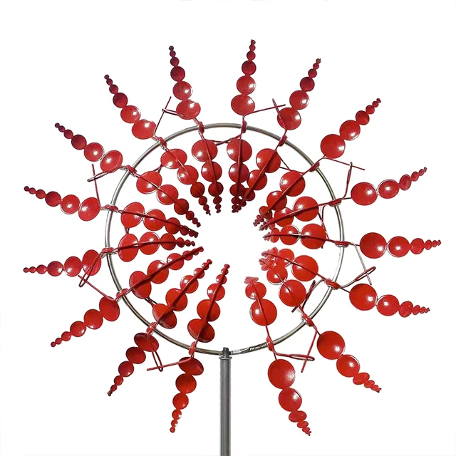 Kert Szélmalom Vörös Kültéri Fém Vas Forgó Kerti Dekoráció Dekorációs Fogók - Image 5