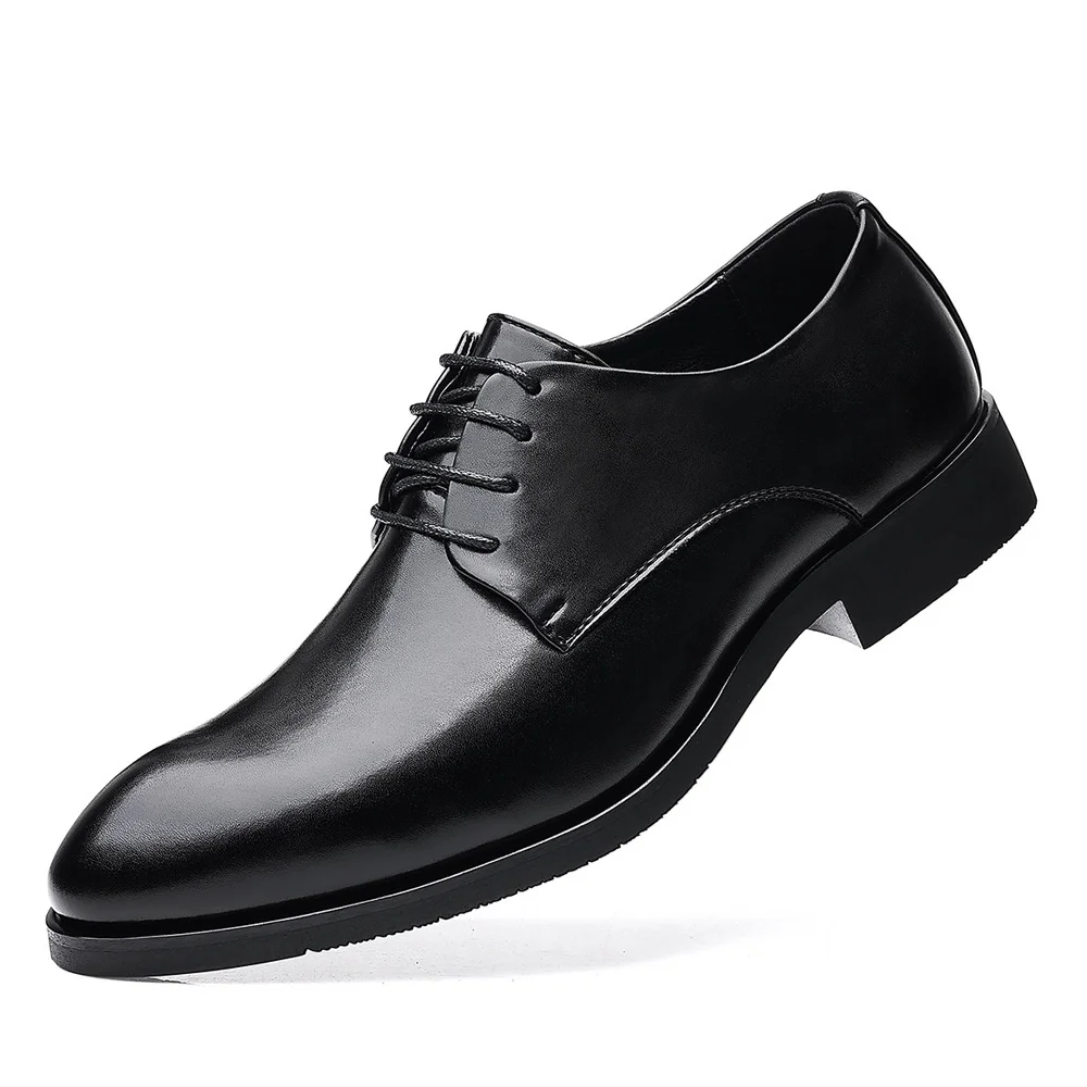 Men's Leather Shoes Elevator Height Increasing 5CM Invisible Insole