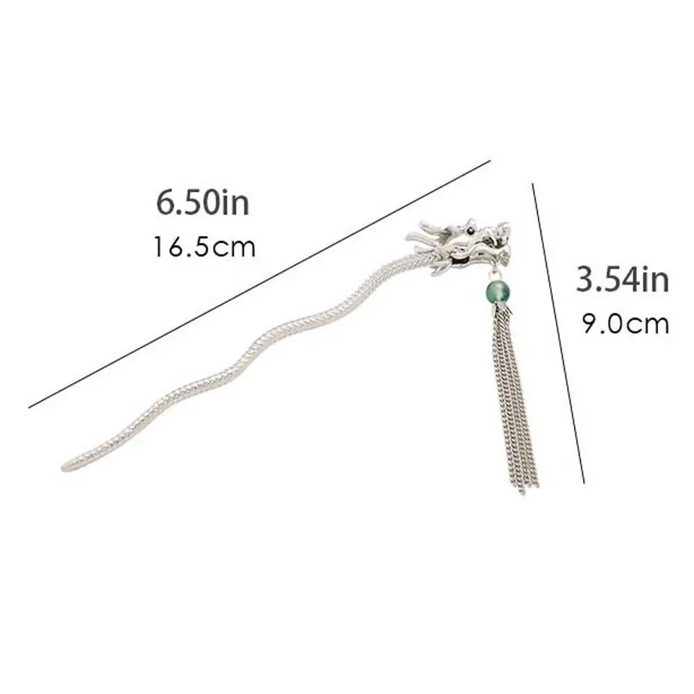 Description Picture 3 of itemWave Shape Dragon Hair Stick Beaded Chinese Style Hair Clip Hair Accessories Barrettes Hanfu Tassel Hairpin Female