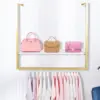 Commercial Wall Mounted Clothing Store Metal Gold Clothes Display Stand Boutique 4