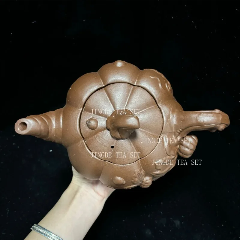 Yixing Purple Clay Teapot Large-capacity Pumpkin Pot Zhu Mud Handmade Filter Tea Maker Chinese-style Purple Sand Tea Set 780ml