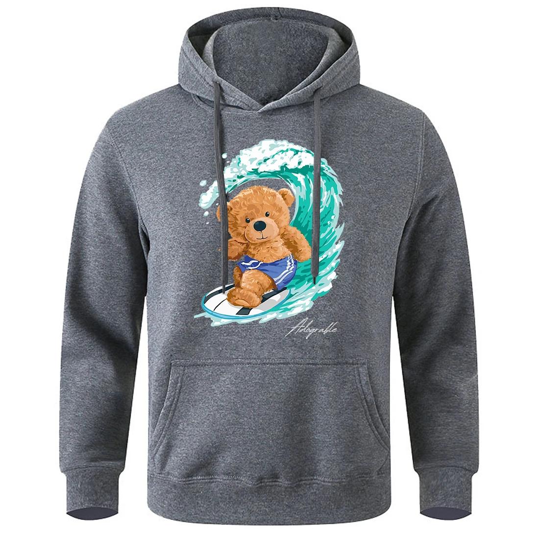 

A Teddy Bear Who Loves Surfing Printing Men'S Hooded Fashion Retro Streetwear Man Breathable Warm Hoodie Basic All Match Hoody