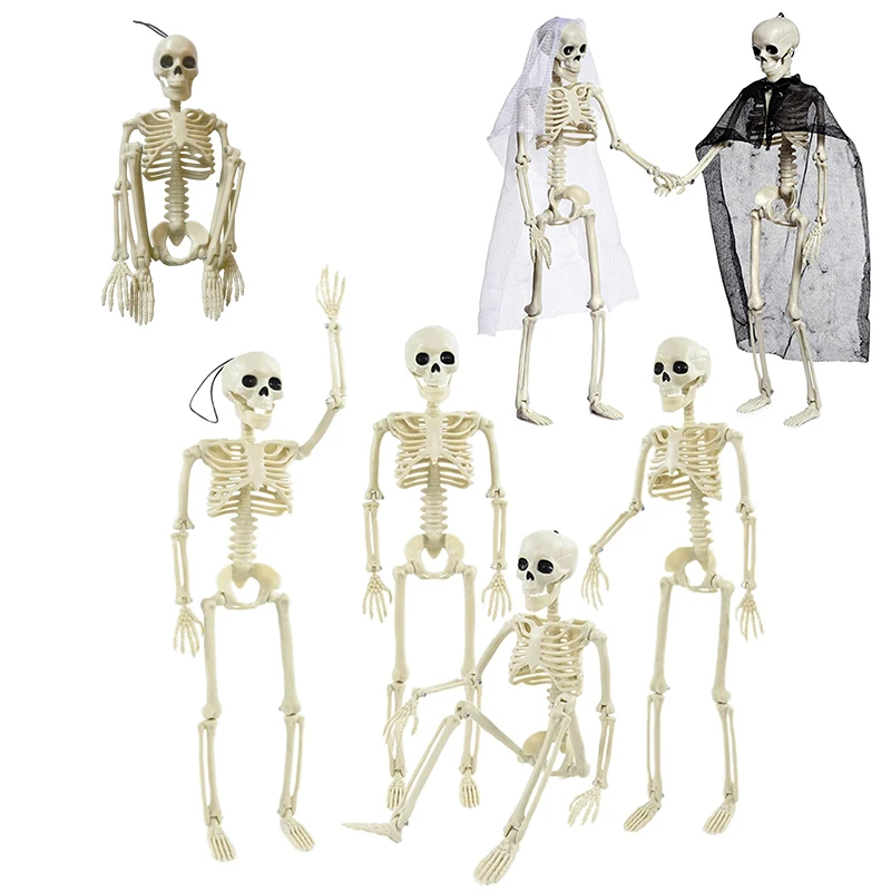 

Halloween Movable Skeleton Fake Human Skull Bones Halloween Party Home Bar Decorations Haunted House Horror Props Ornament Toys