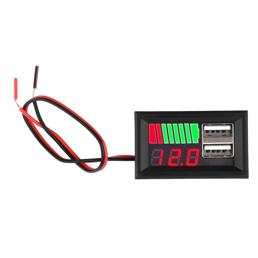 

Digital Voltmeter 12V USB Voltage Capacity Tester 3S 11.1V-12.6V Li-ion Lead Acid Battery Meter Dual USB Battery Capacity Tester