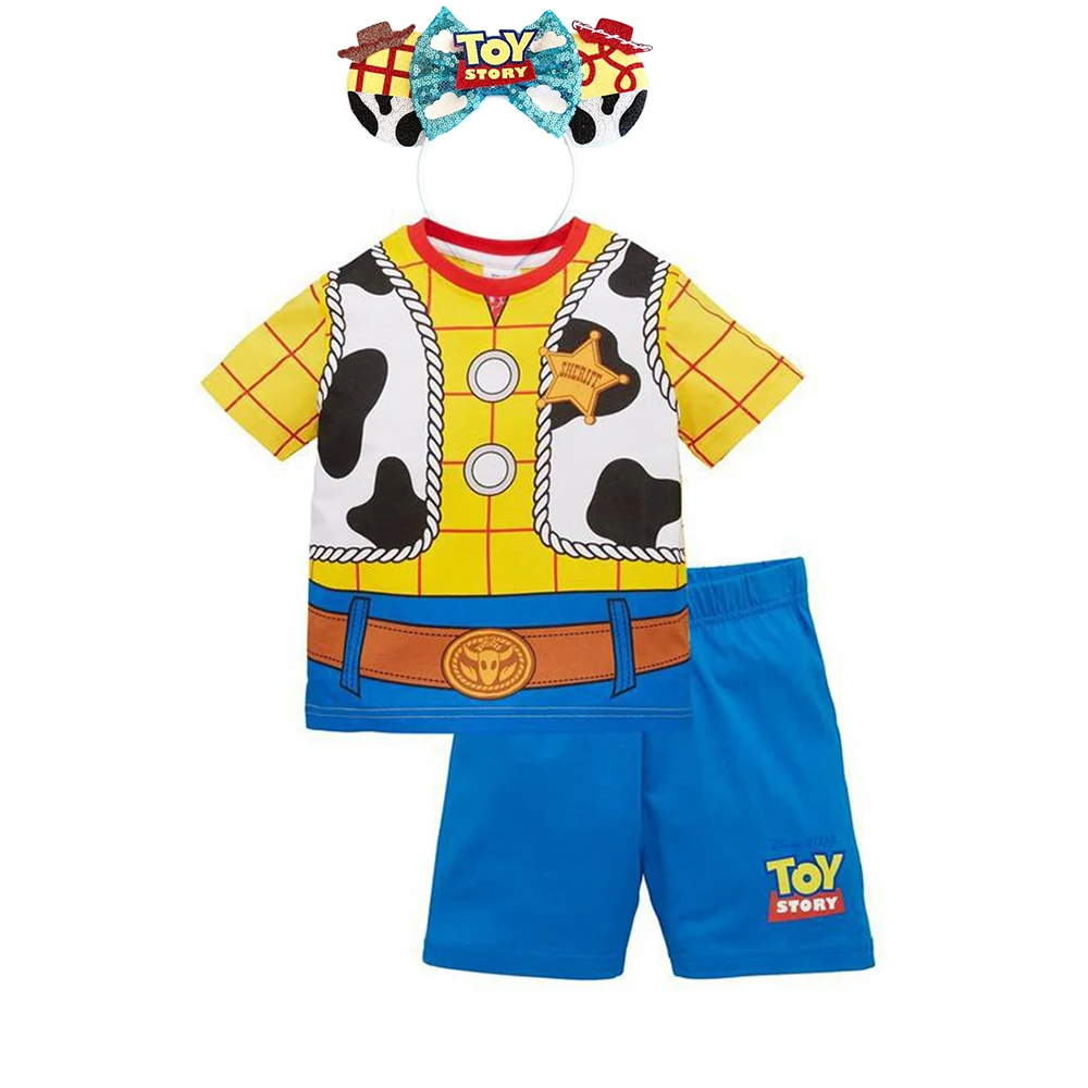 thumbnail image 1 of Conjunto de 2 piezas para niños, ropa fina con estampado de Toy Story de Disney, camiseta y pantalones de Woody Jessie, jersey de primavera, pijama de Buzz Lightyear, 1 of 5