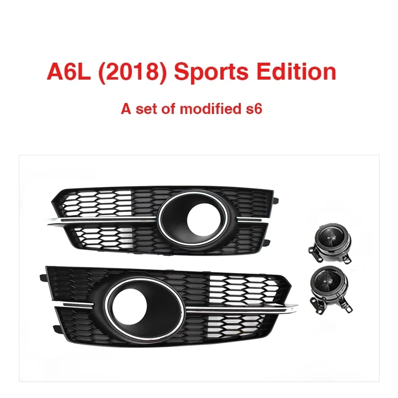 

Chrome-plated front left and right bumper lower fog lights ACC grille radar sensor decorative shell kit for Audi A6 2016-2018