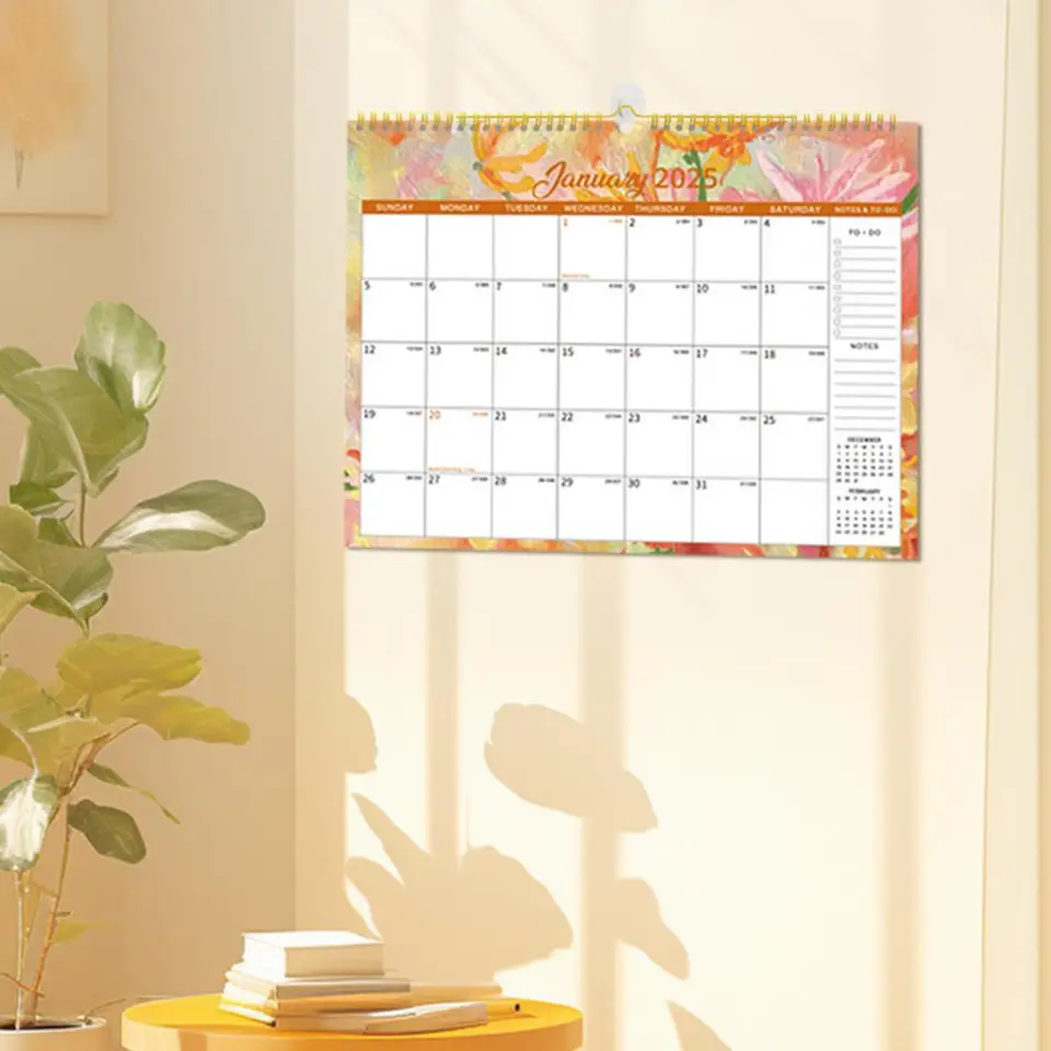 Wall Calendars For Desk Calendar Planner 2025-2026 Ospelelf Undated Wall  Calendar Dry Erase 12 Month, 12