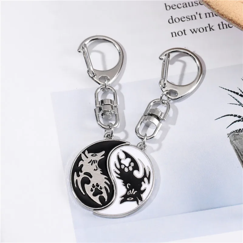 Yin Yang Tai Chi Wolf Anhänger Schlüsselanhänger für Frauen Männer Zinklegierung Schlüsselanhänger Mode Auto Tasche Schlüsselanhänger Kreativer Schmuck Geschenkkette