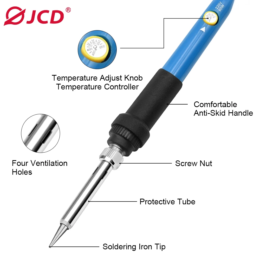 JCD Electric Soldering Iron Adjustable Temperature 220V 110V 60W 80W Welding Solder Rework Station Heat Pencil Tips Repair Tools soldering iron electric soldering iron soldering iron kit soldering iron set