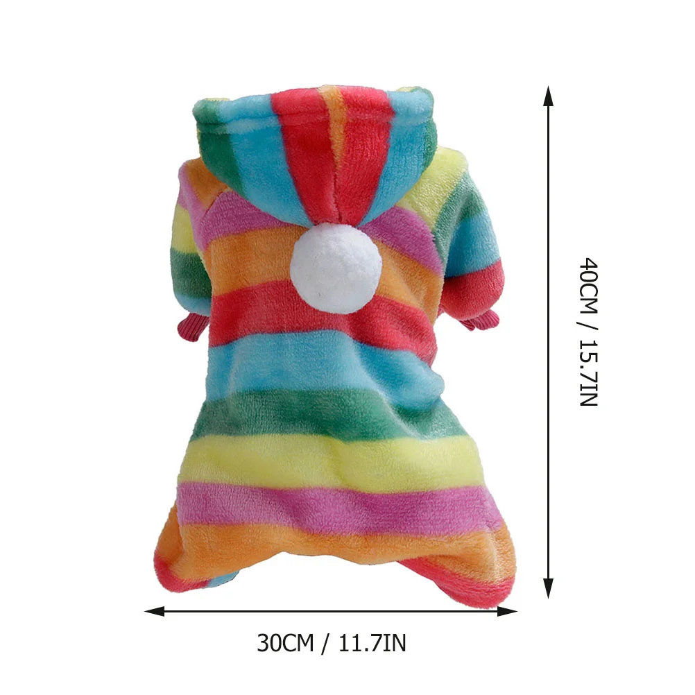 Pet Clothing Dog Cat Winter Warm Coral fleece Clothes Puppy Rainbow Stripe Thickened flannel Warm Coat Small Medium Dogs hoodies