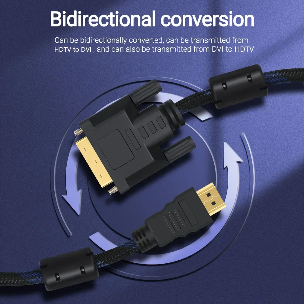 HDMI to DVI 24+1 Adapter Cable 4K Bi-direction Converter for HDTV DVD Projector PS5 4 3 TVBOX