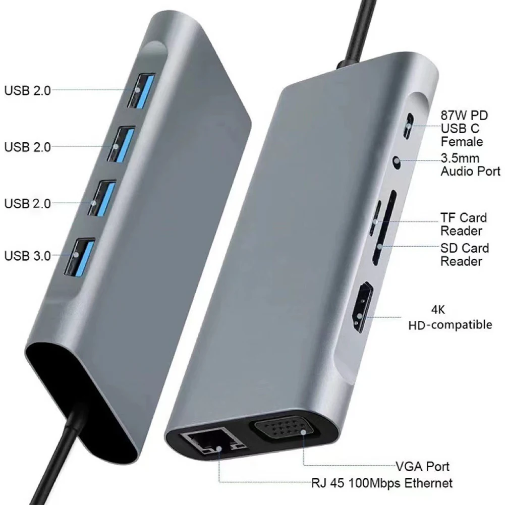 Ʈ ƮϿ 4k HDMI ȣȯ USB ͽٴ , TF/SD ī , 11  1 USB C ŷ ̼, 87W PD ̴ VGA Ʈ