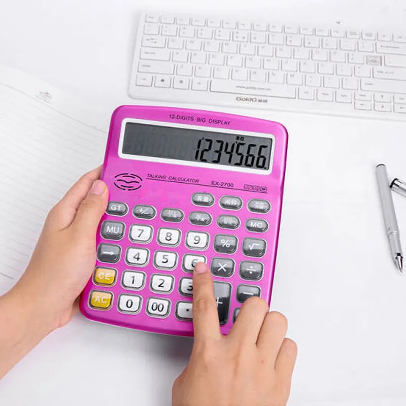 학생용 책상 계산기 대형 12자리 디스플레이 기본 계산기 데스크탑 큰 버튼 사무실 작업 가정 및 학교용