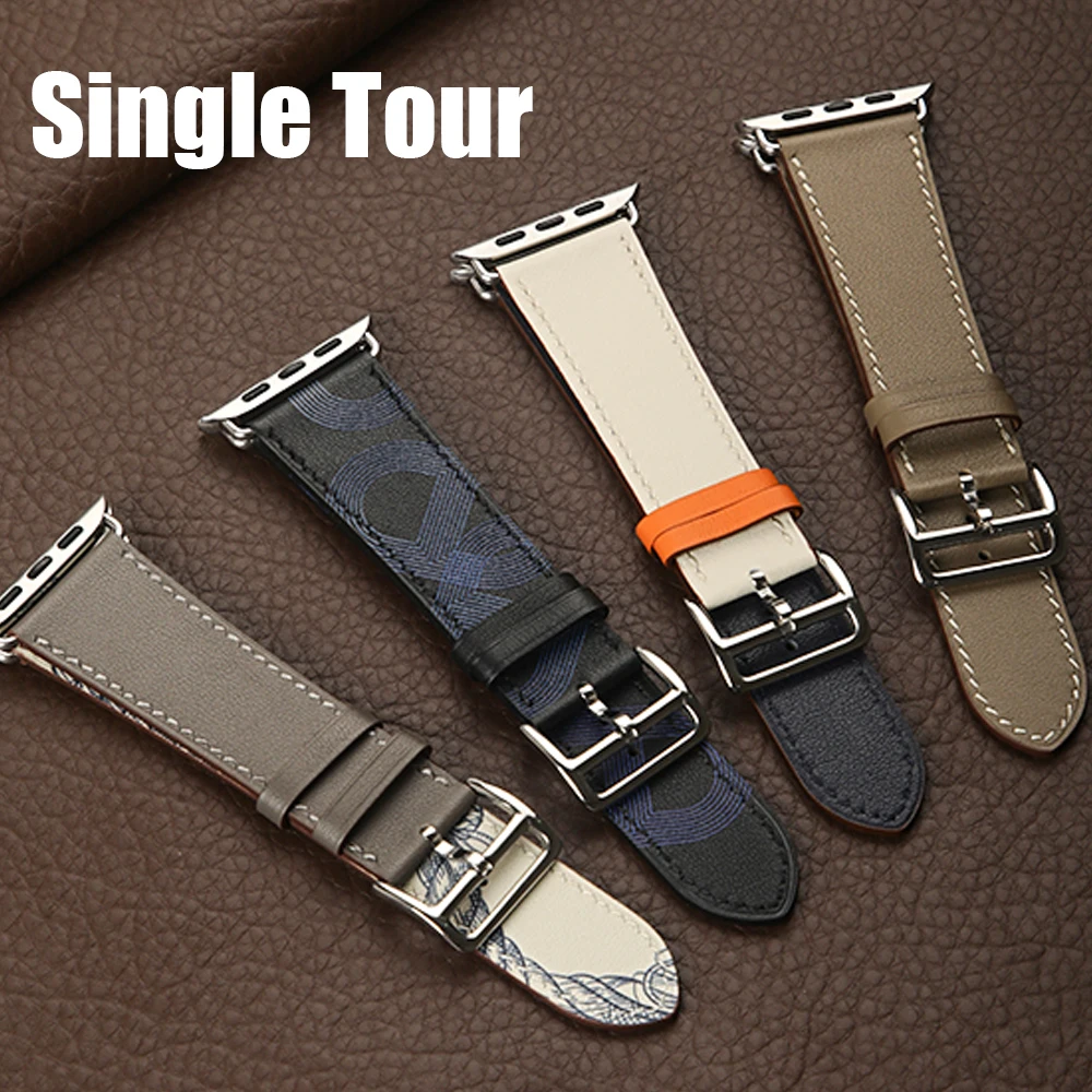 

Leather band For Apple watch Strap 44mm 49mm 45mm 42mm 41mm 40mm Single Tour correa bracelet iWatch series ultra 7 8 6 SE 5 4 3