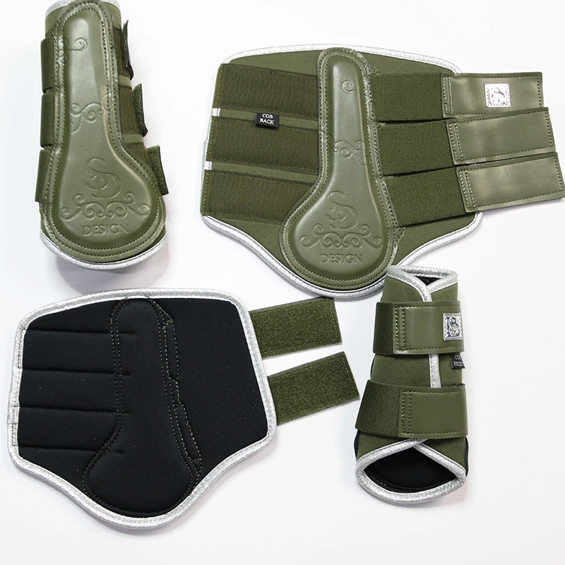 Professional Equestrian Equipment For Competition Earmuffs Olive Green Dressage Dance Step Horse Sweat Pad Set Leg Protectors