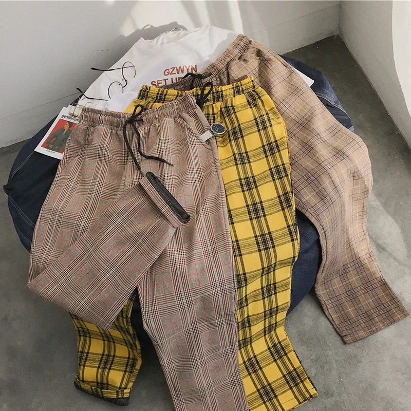 Harajuku Plaid Pants Women's Pants 2022 Fashion Streetwear Women's Harem Pants Autumn Ladies Casual Pants XL Sweatpants Women