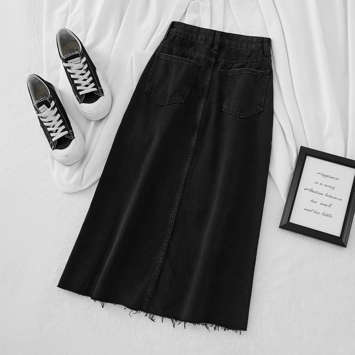Korean Fashionable Bow Spliced Denim Skirt for Female Summer All-match Casual High Waist Split Skirt Simplicity Women's Clothing