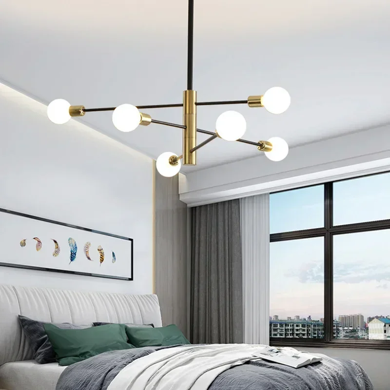 Modern Nordic Sputnik Black Chandeliers LED Lamp 4/6/8Light Home Lighting Indoor Fixtures Pendant Ceiling Not Included Bulbs Led Chandelier Ceiling Chandelier