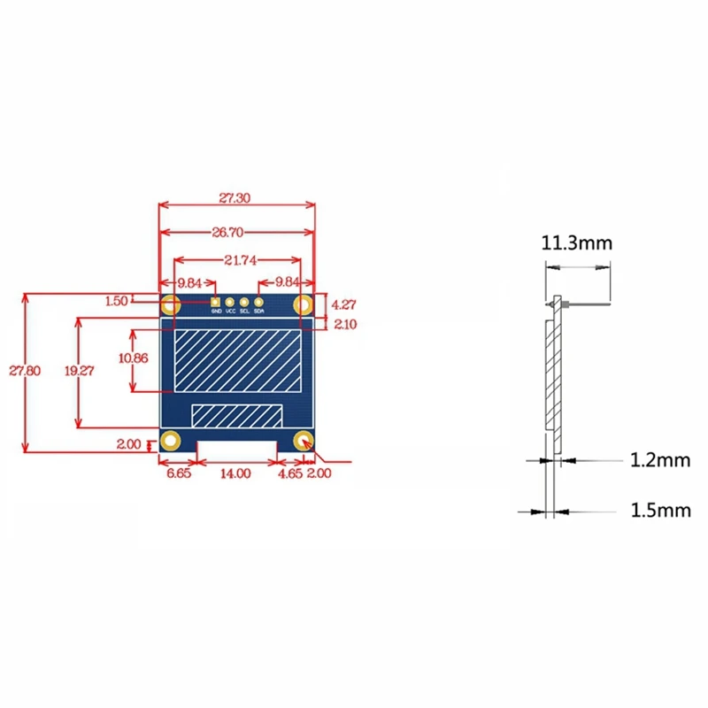 0.96 Inch IIC I2C Serial GND 128X64 OLED LCD LED Display Module SSD1306 For Arduino Kit White Display