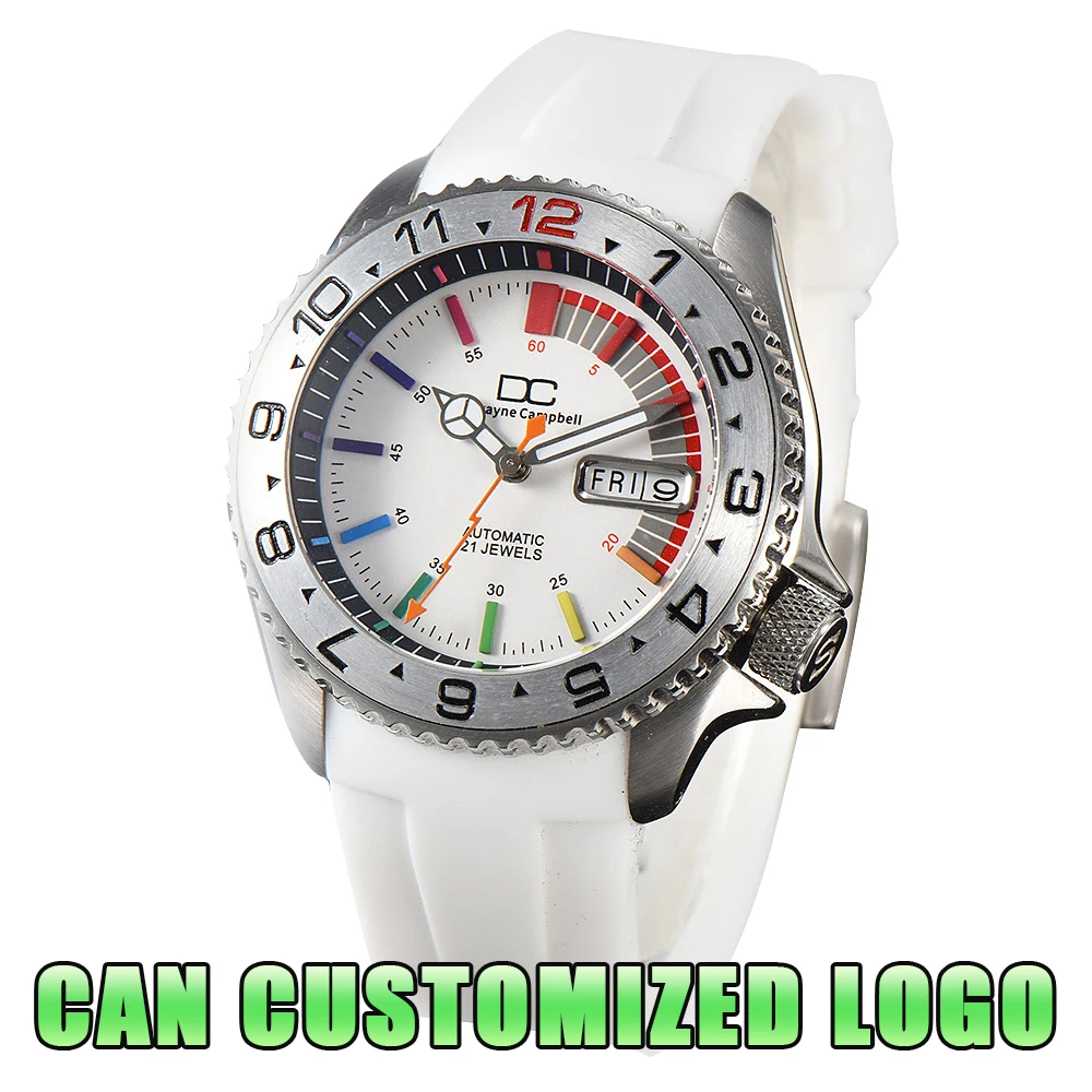 

Мужские часы 40,5 мм с возможностью нанесения логотипа на заказ, водостойкие выпуклые стеклянные часы из нержавеющей стали 316 NH36, механизм SKX007 чехол, резиновый ремешок