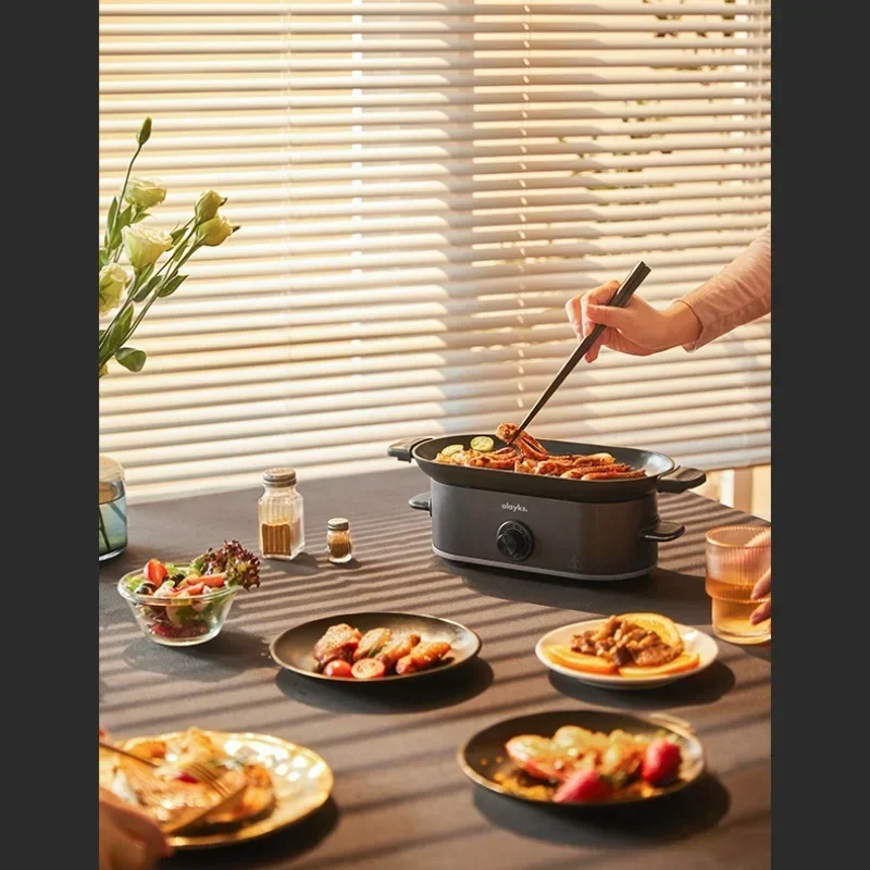 OLAYKS Electric Skillet 220V Mini Electric Frying Pan Home Low Oil Fume Barbecue Multifunctional Barbecue Pan Steak