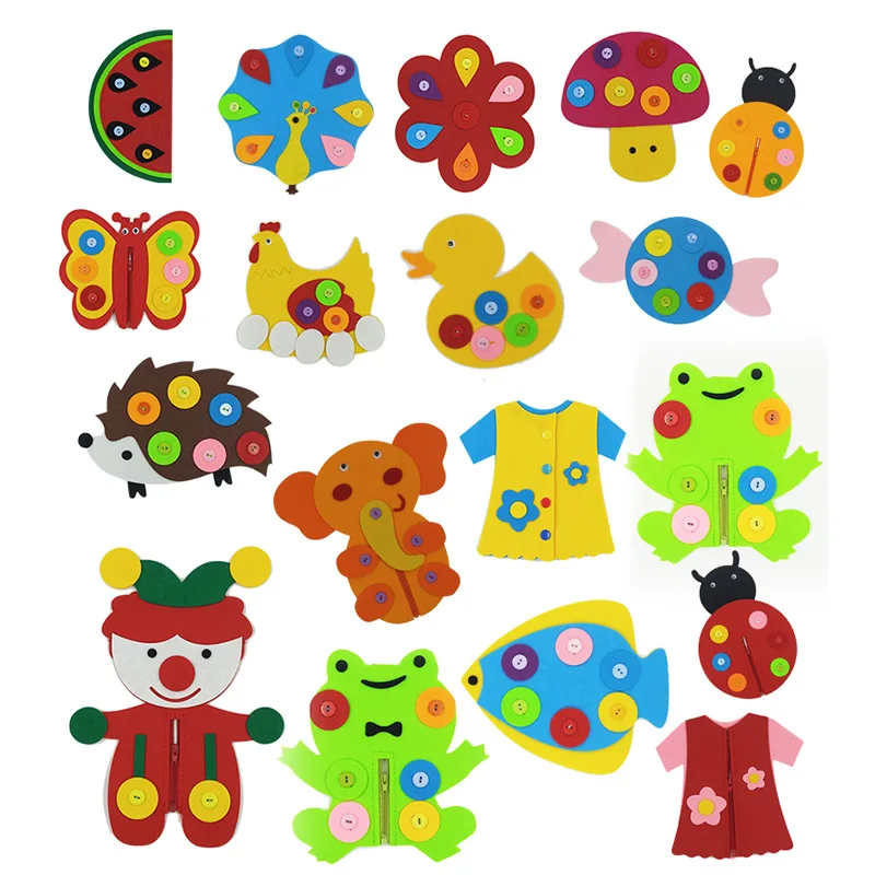 

Kindergarten Self-Made Material Non-Woven Educational Toy DIY Manual Zipper Button Montessori Toys For Girls Manualidades