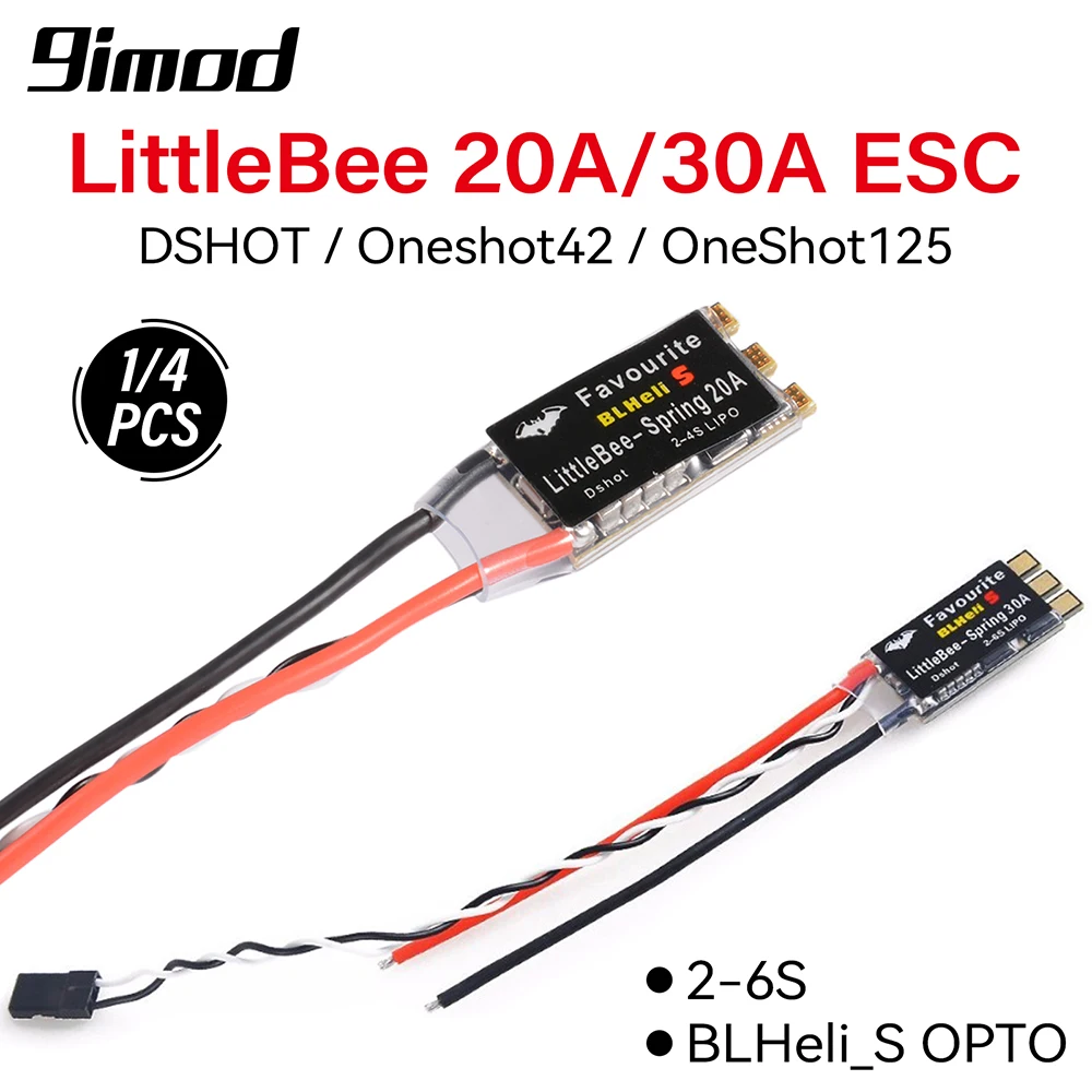 Фото Контроллер скорости 9IMOD FVT LittleBee 20A/30A ESC BLHeli_S OPTO 2-6S бесщеточный с поддержкой Mulitshot DSHOT для дрона RC FPV №1