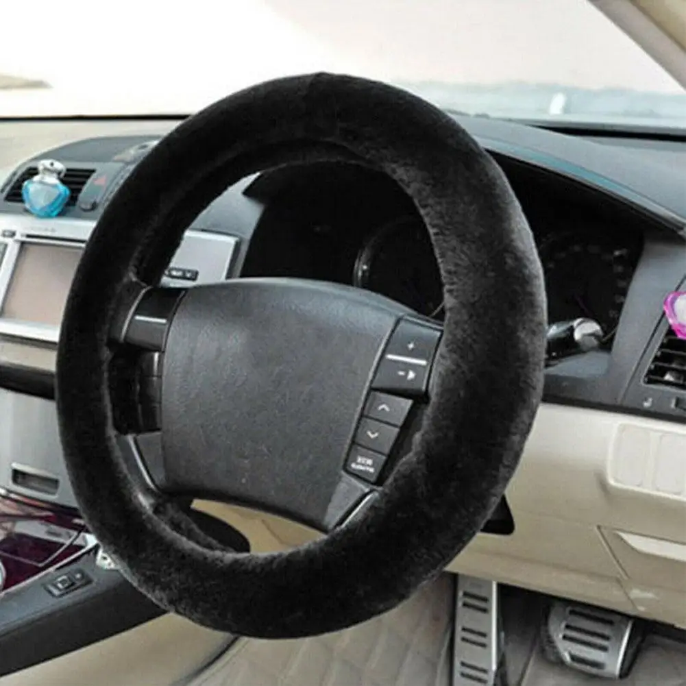

Car Steering Wheel Cover Soft Plush Faux For Universal Black Decoratuion Tool Plush Steering Wheel Cover Replace Accessories
