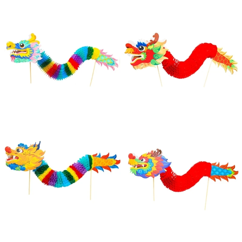 

Y1UE Chinese New Year Dragon Dance Toy DIY Paper Dragon Toy for Kids Spring Festival